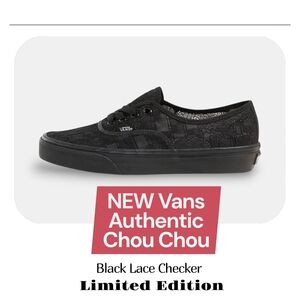 Vans Authentic Chou Chou Black Lace Checker Womans Shoes 7.5